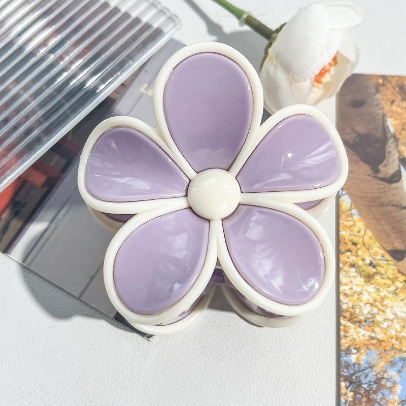 Colorful Contrasting Frangipani Hairpins Flower GrabbersSweet Back of The Head Updo Shark Hairpins