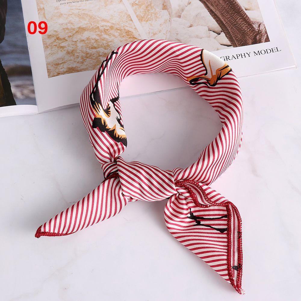 Small Vintage Hair Band Bags Tie Wrist Wrap Silk Feel Satin Bandana Women Square Scarf Handkerchief