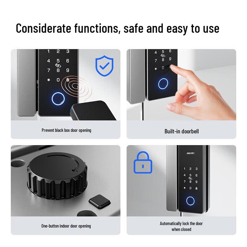 Deli AL102 Smart Fingerprint Glass Door Lock CN plug (adapter included)