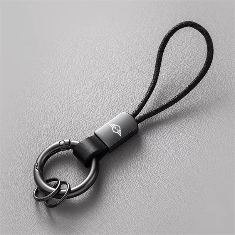Man Women Leather Rope Keyring Key Chain Ring Car Logo Keychain For BMW Mini Cooper Countryman Clubman R55 R56 R60 F54 F55 F56 kycp51