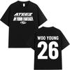 Ateez 2025 Welttournee in Your Fantasy T-Shirts Wooyoung Kpop Koreanische Mode T-Shirt Herren Damen Freizeit Baumwolle Kurzarm T-Shirt