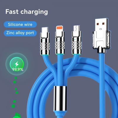 Nešiojamas greito įkrovimo USB laidas, spalvingas 3-in-1 greito įkrovimo laidas