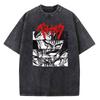 Anime Berserk Guts Graphic Printed Tee Men Women Vintage Washed Casual Tshirts High Quality Cotton T Shirt Harajuku Male Tshirt
