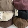 Autumn and winter corduroy black beret women's big head circumference bud hat showing face small painter hat pumpkin hat