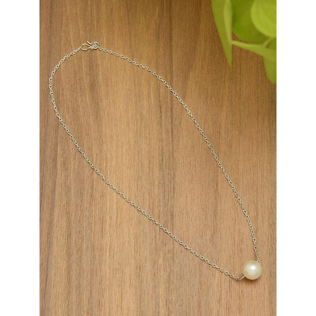 Silver Tone Pear Contemporary Brass Chain For Women