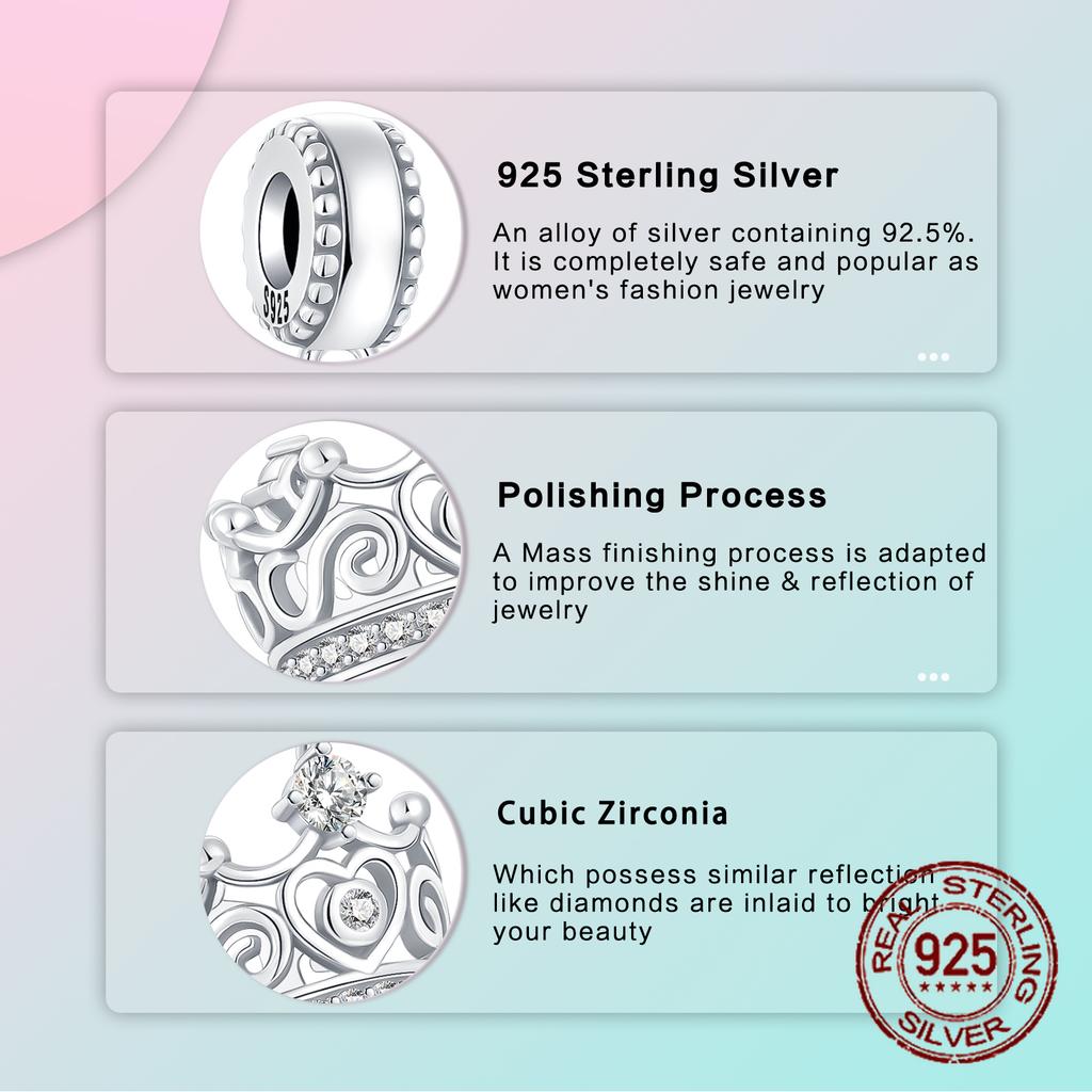 copper Crown Infinity Symbol Heart Dangle Pendant Charm Compatible With 4MM Hole Diameter Bracelets Do It Yourself Bead Ms Jewellery Gift