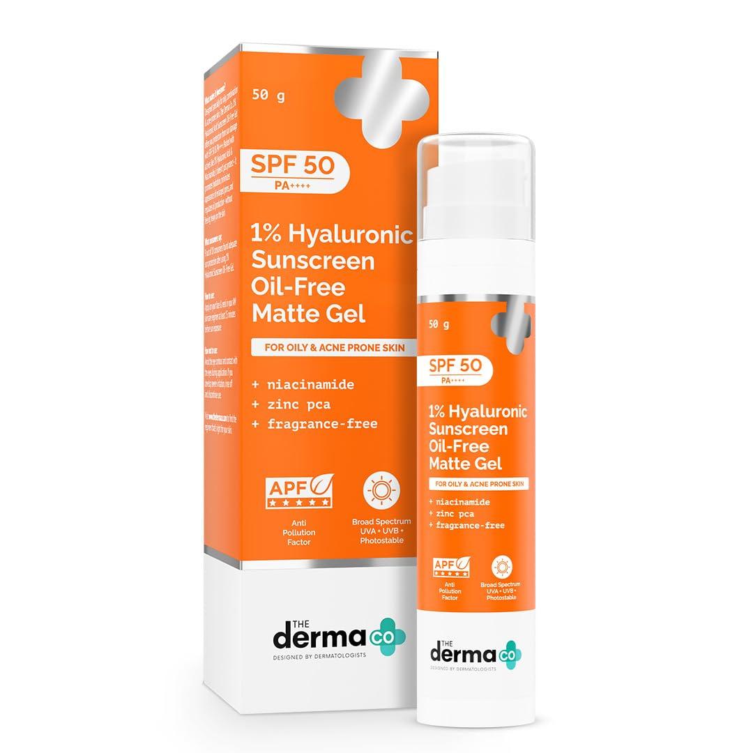 Солнцезащитный гель Derma Co Oil Free Matte SPF 50 PA++++ Легкий Не оставляет белых следов Для жирной кожи Нежирный финиш 50 г