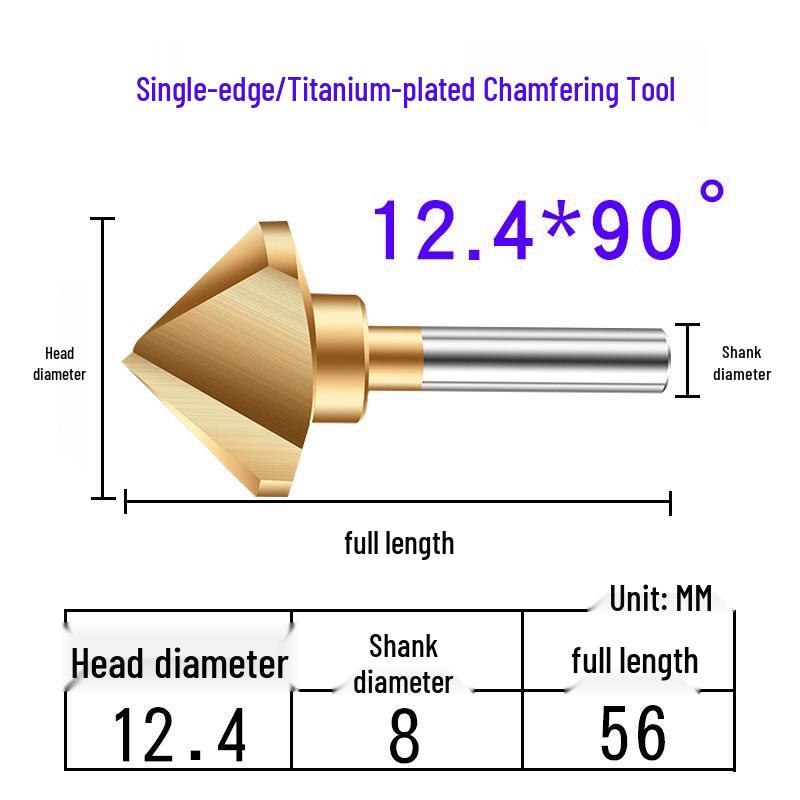 Cobalt Titanium-Plated Chamfering Drill for Stainless Steel - Single/Triple-Edge Countersink & Deburring Tool.