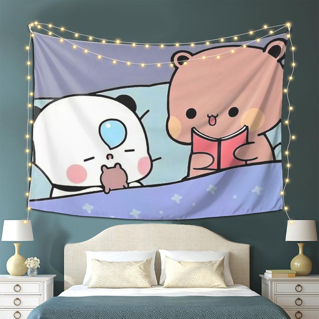 Peach And Goma Bubu Dudu Balloon Tapestry Wall Hanging Aesthetic Home Decoration Tapestries for Dorm Room