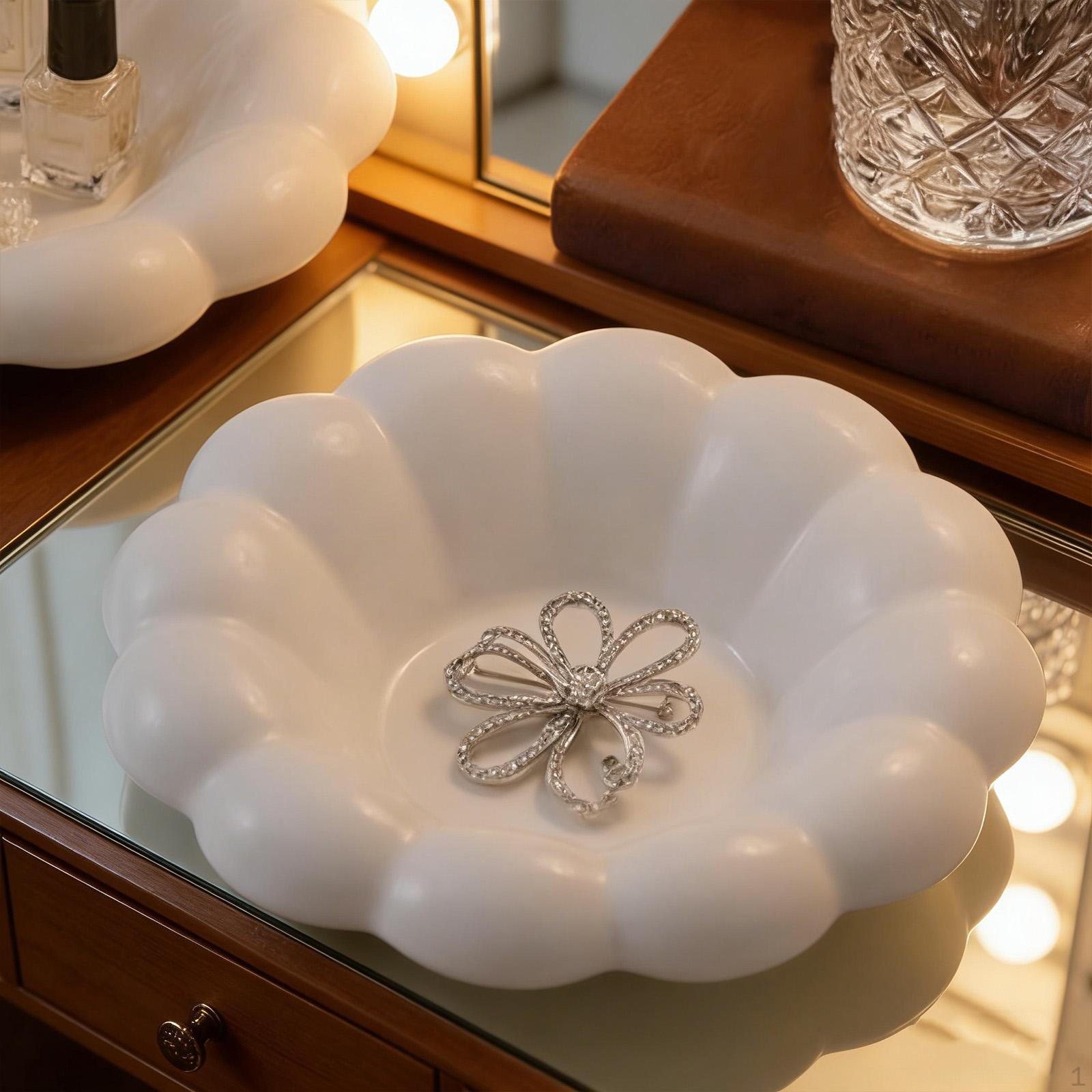 

Ceramic Decorative Tray Display Bowl Gift Vanity Serving Dish Perfume Jewelry Holder for Wedding белый