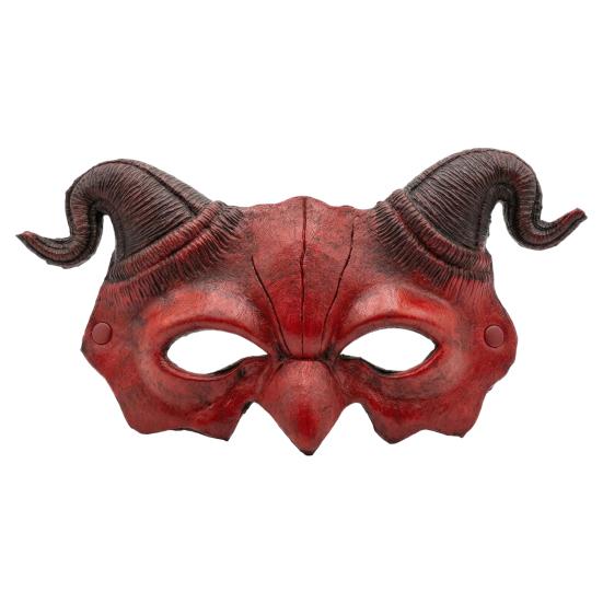 Maschera Demone Mezza Faccia Halloween Corna di Ariete Maschera Demoniaca, Mezza Faccia Horror Leggera Gotica Maschera per Cosplay Festa in Costume Stile Oscuro