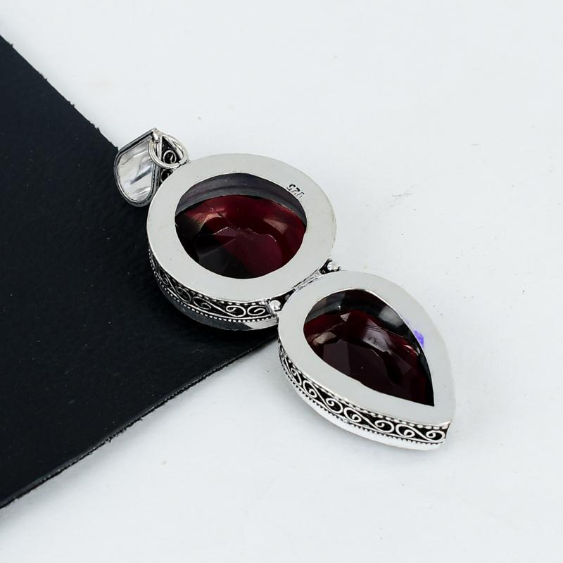 Roter Granat Edelstein Anhänger 925 Sterlingsilber - Handgefertigtes Design, Alltagsschmuck, Einzigartiger Roter Granat Anhänger Muttertagsgeschenke