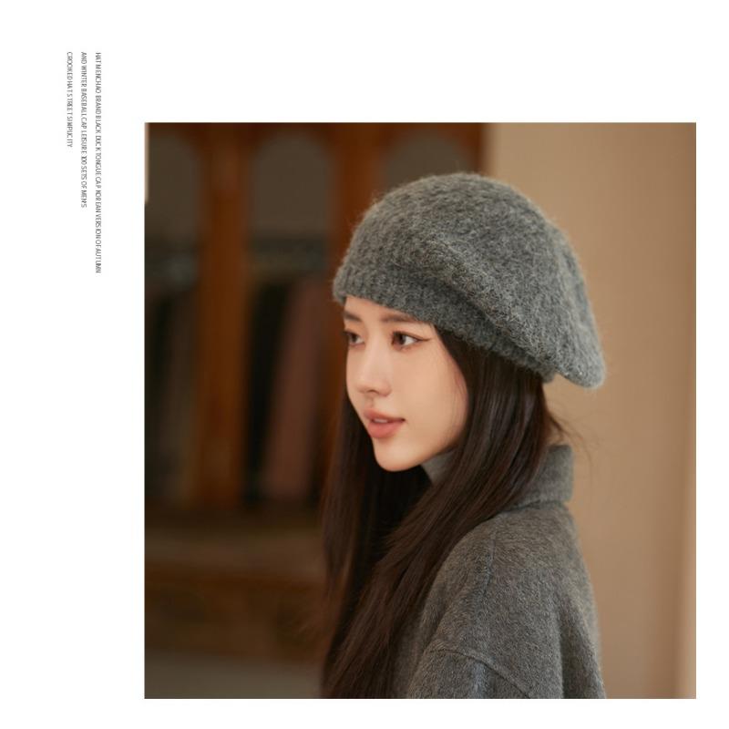 Autumn and Winter Hats, Children's Knitted Warm Woolen Hats, Solid Color Berets