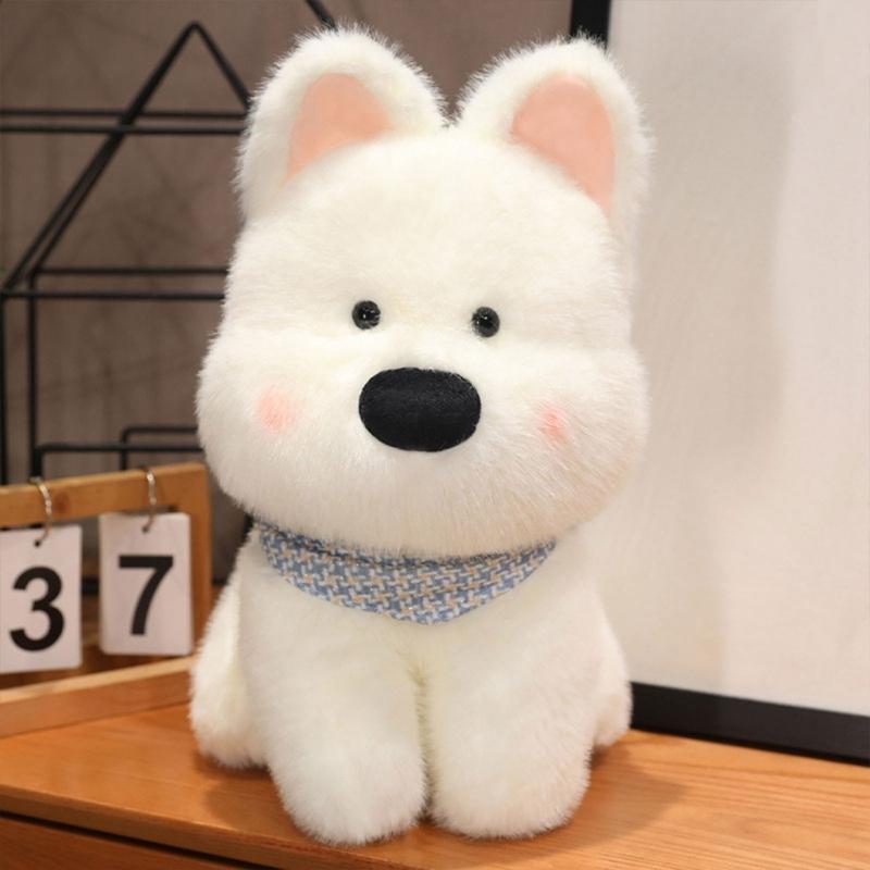Soft Realistic Westie Dog Plushie Portable Child Friendly Soft Westie Highland Dog Stuffed Toy for Imaginative Play