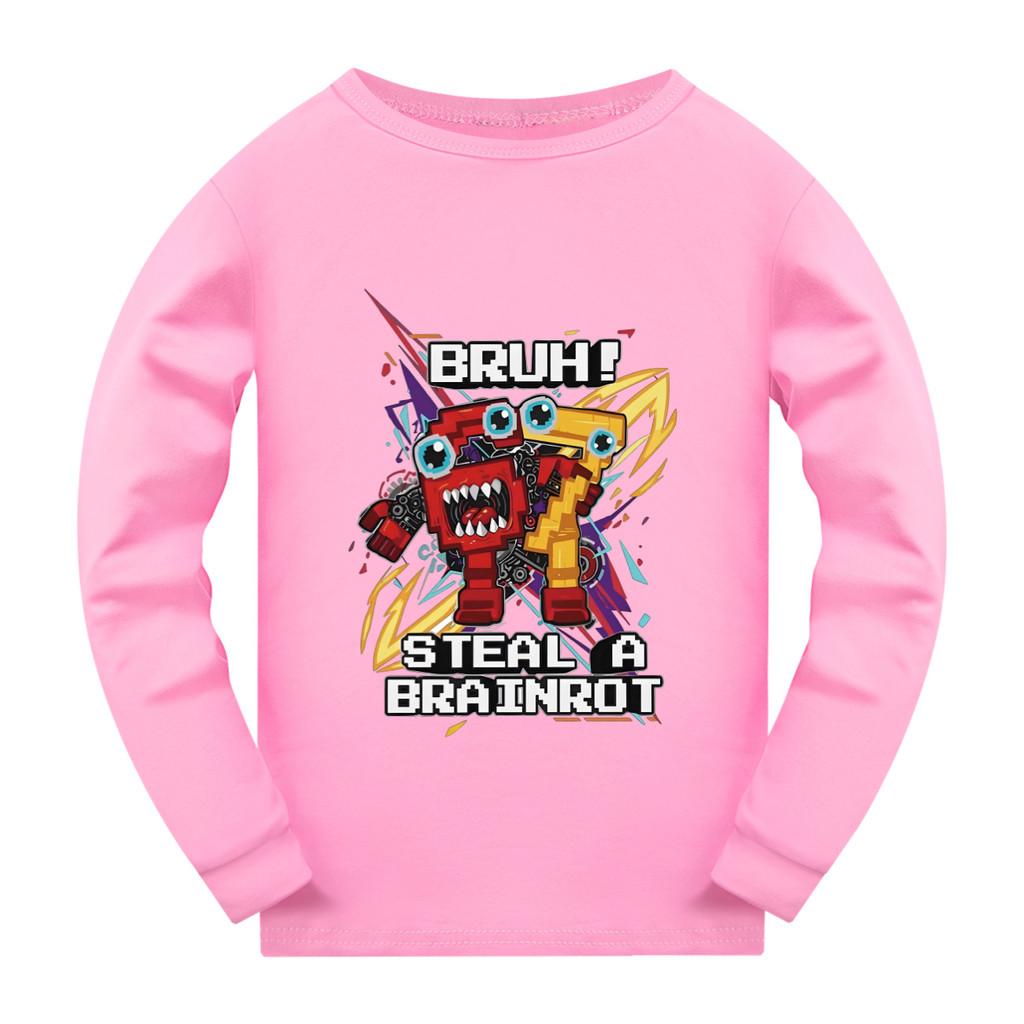 

5227 Kids Boys Girls Steal a Brainrot 67 Six Seven Print Long Sleeves T-Shirt 170cm розовый