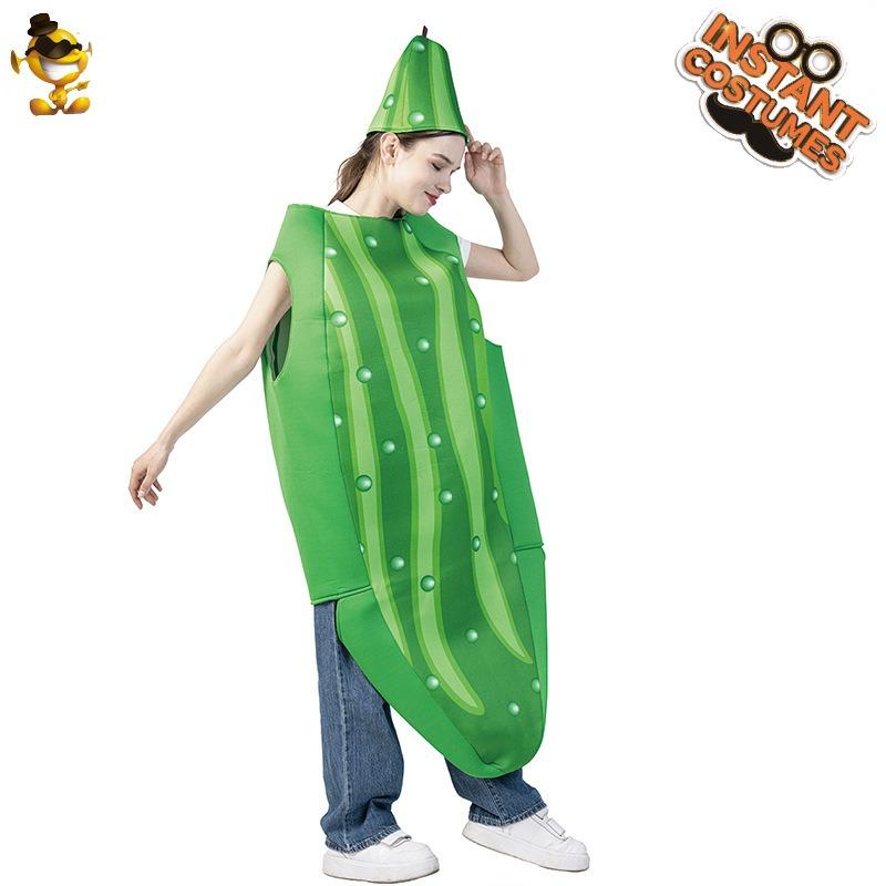 Adult Halloween funny cos cucumber costumes, parent-child costumes, couple costumes, carnival fruit costumes