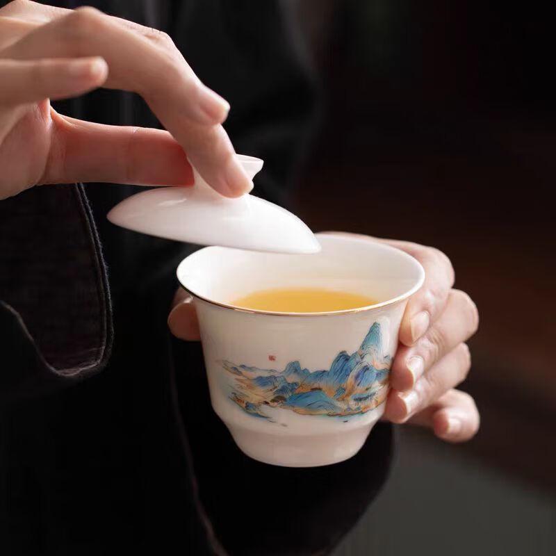 Pengyi Mutton-fat Jade Porcelain Travel Tea Set