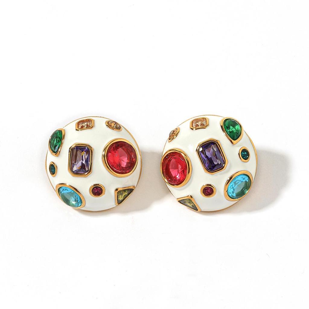 Yingtai Retro Geometric 18k Gold-Plated Stainless Steel Conch-Shaped Earrings