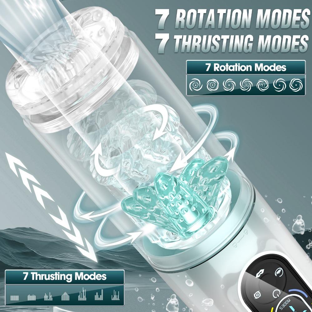 Automatic Male Masturbator - 7 Pleasure Modes (Sucking/Vibrating/Pumping) Rechargeable Penis Pump, Hands Free Adult Sex Toys