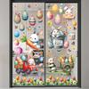 9 Sheets Cute Rabbits Easter Window Stickers PVC Electrostatic Bunny Home Decor Glass Decals Reusable Easter Party Decorations