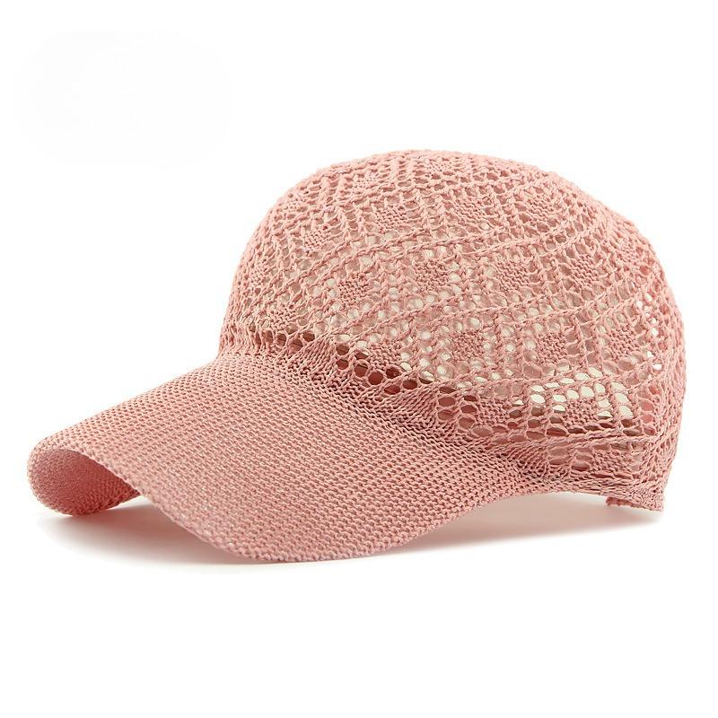 Women Summer Knit Crochet Mesh Baseball Cap Breathable Hollow Out Peaked Hat Shiny Lurex Thread Sparkly Sun Visor Cap