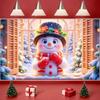 Snowman Banner Black Top Hat Christmas Decoration Banner Winter Banner Cute Snowman For Indoor Use Xmas Event Winter Celebration