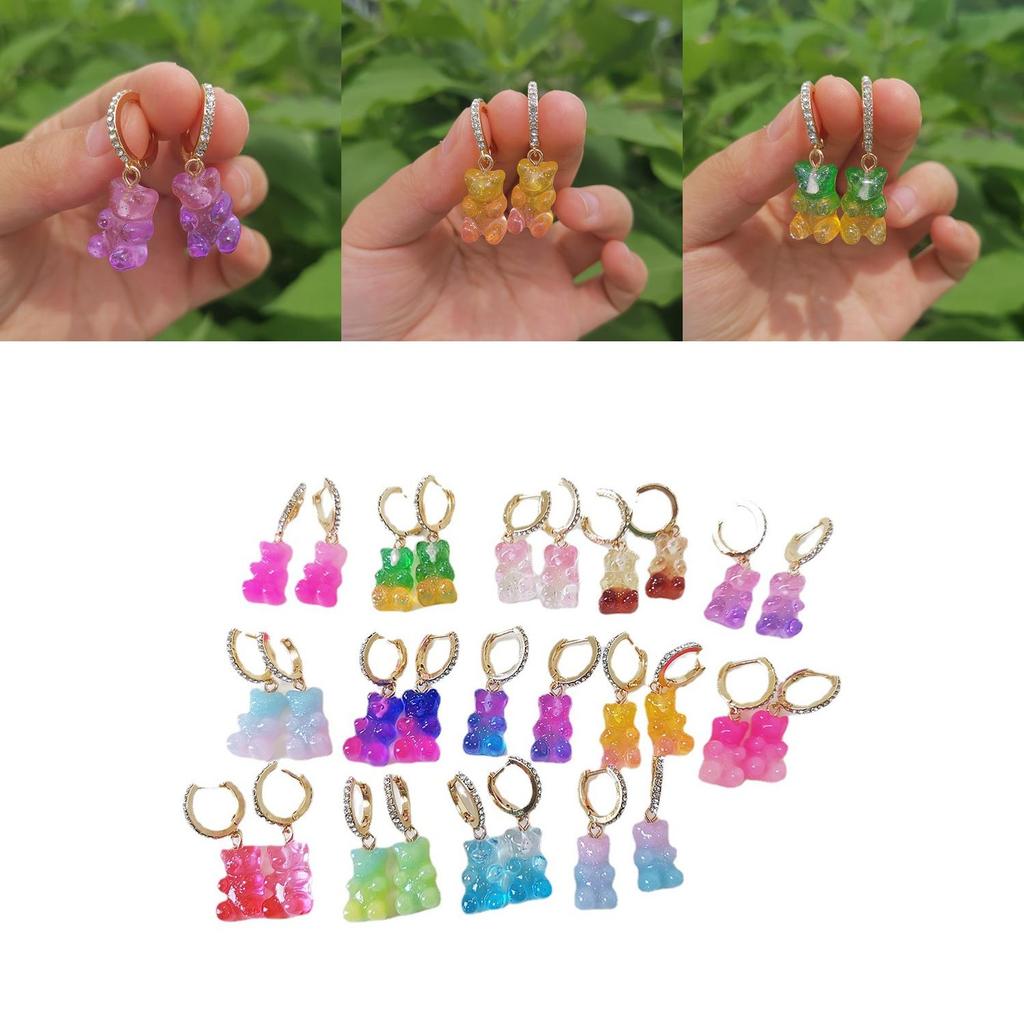Playful Bear Resin Candy Earrings Fashionforward Animal Design Plated Finish