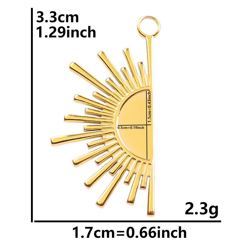 6pcs Real Gold Plated Sun Charms For Jewelry Making Supplies Stainless Steel Charm Pendants Heart Moon Thread Sunshine Material