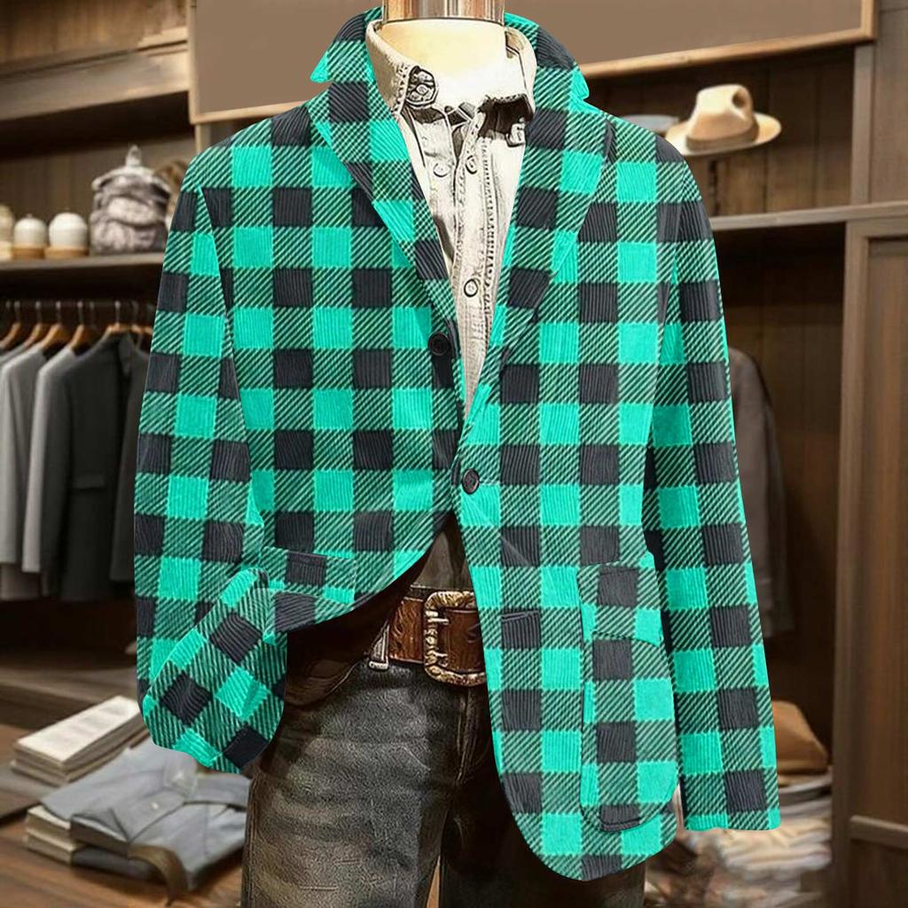 Men's Printed Corduroy Warm Pocket Suit Jacket Cardigan Men's Casual Suit