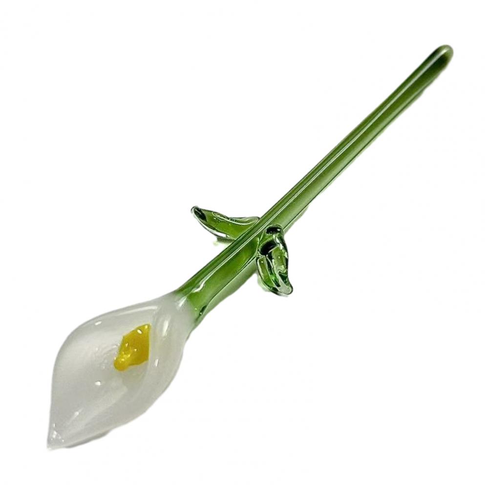 Glass Flower Decorations Mini Glass Flowers Handcrafted Glass Calla Lily Figurine Hand-blown Mini Flower Ornament for Home