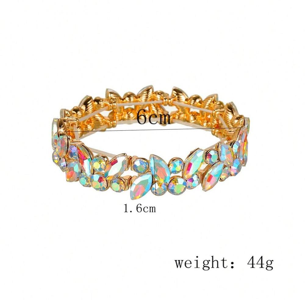 Creative Gorgeous Glass Bracelet, Fashion High-Quality Elastic Inlaid Rhinestone Bracelet For Women