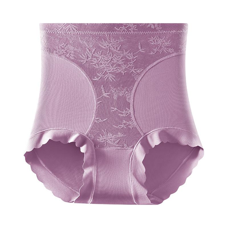 Large Size Women Light Luxury Three Dimensional Embroidery High Waist Hips Shaping Belly Without A Mark Underwear