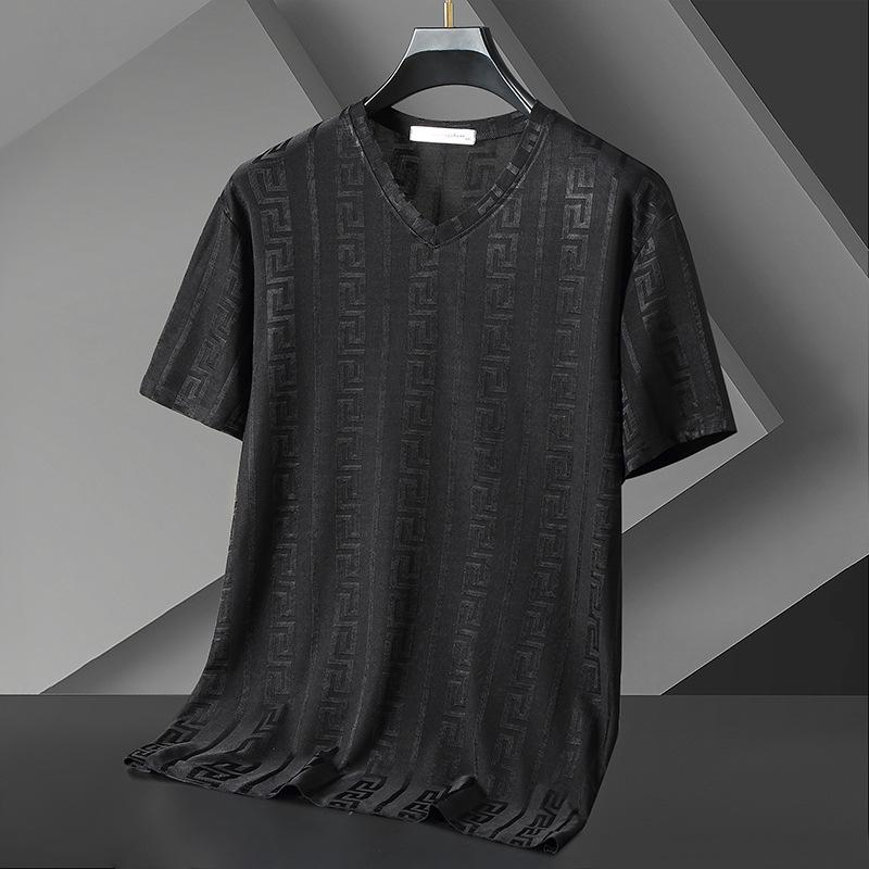 

Мужская футболка больших размеров с V-образным вырезом, летняя, охлаждающая, быстросохнущая, свободного покроя, 4XL-12XL 12XL чёрный