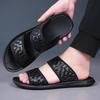 Men Black Leather Slippers Flats Summer Brown Sandals Outdoor White Wide Head Beach Shoes for Father Over Sized 46 47 48