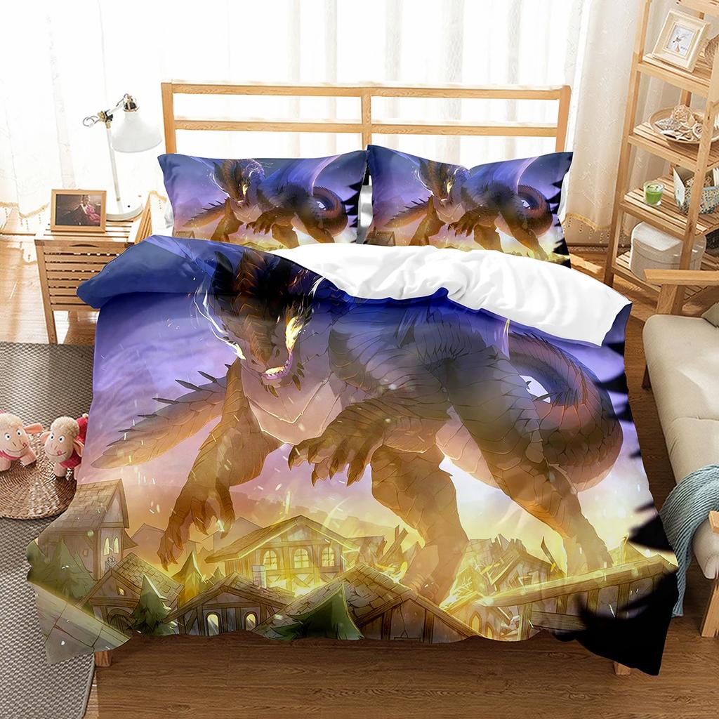 Comforter Cartoon Dragon Fly Dragon Wild Animal Comforter For Kids Boys Men Bedding Set Lightweight Soft