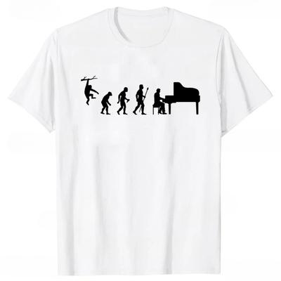 Funny Evolution Pianist Piano Instrument Graphic T Shirt Summer Style Streetwear Short Sleeve Tshirt Harajuku Y2k Mens Clothing