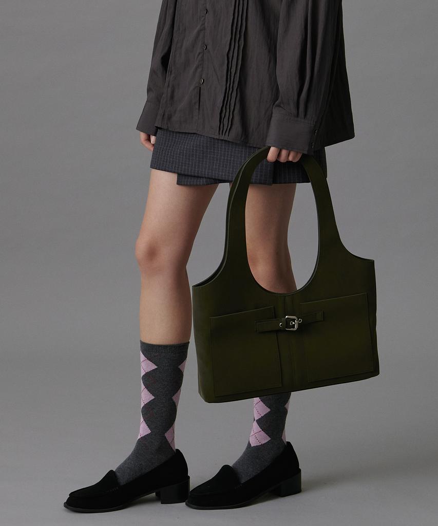 Ttudement 60S Oval Handle Pocket Bag Khaki