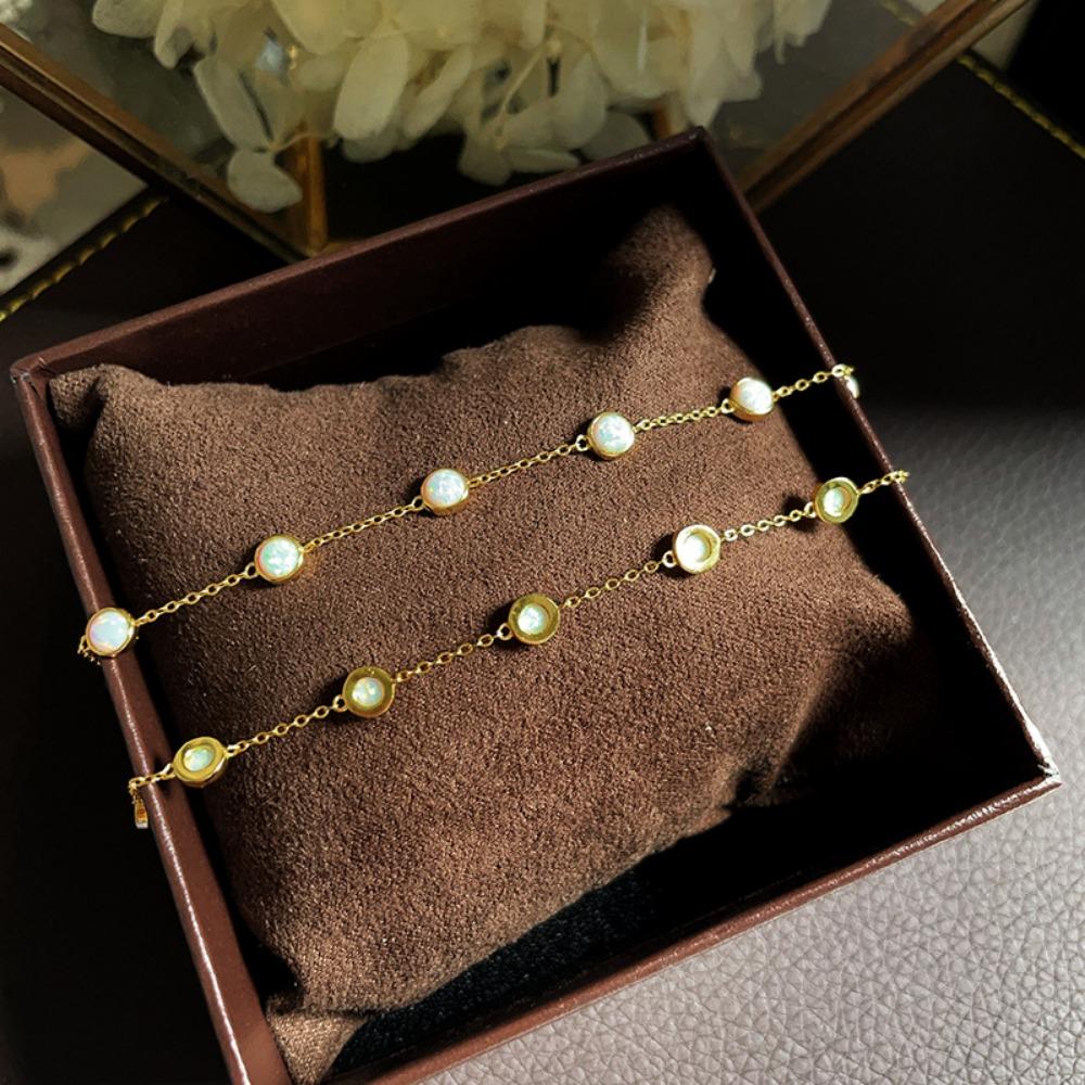 Monkton S925 Silver Opal Bracelet for Women 14Kgold Plated Tennis Bracelet Jewelry Anniversary Birthday for Wife