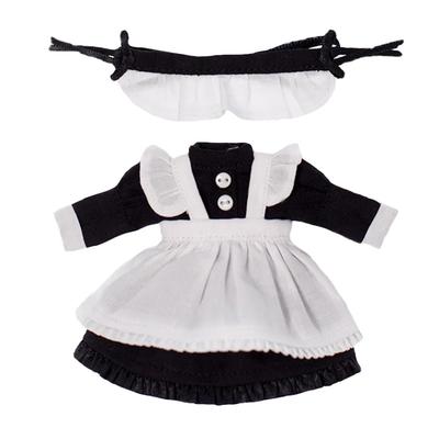 Rakulifey Obitsu 11 Clothes Set, Maid Outfit, Dress with Hair Accessory, Black, OB11 Size Outfit, 3-Piece Set for 11cm Obitsu Body