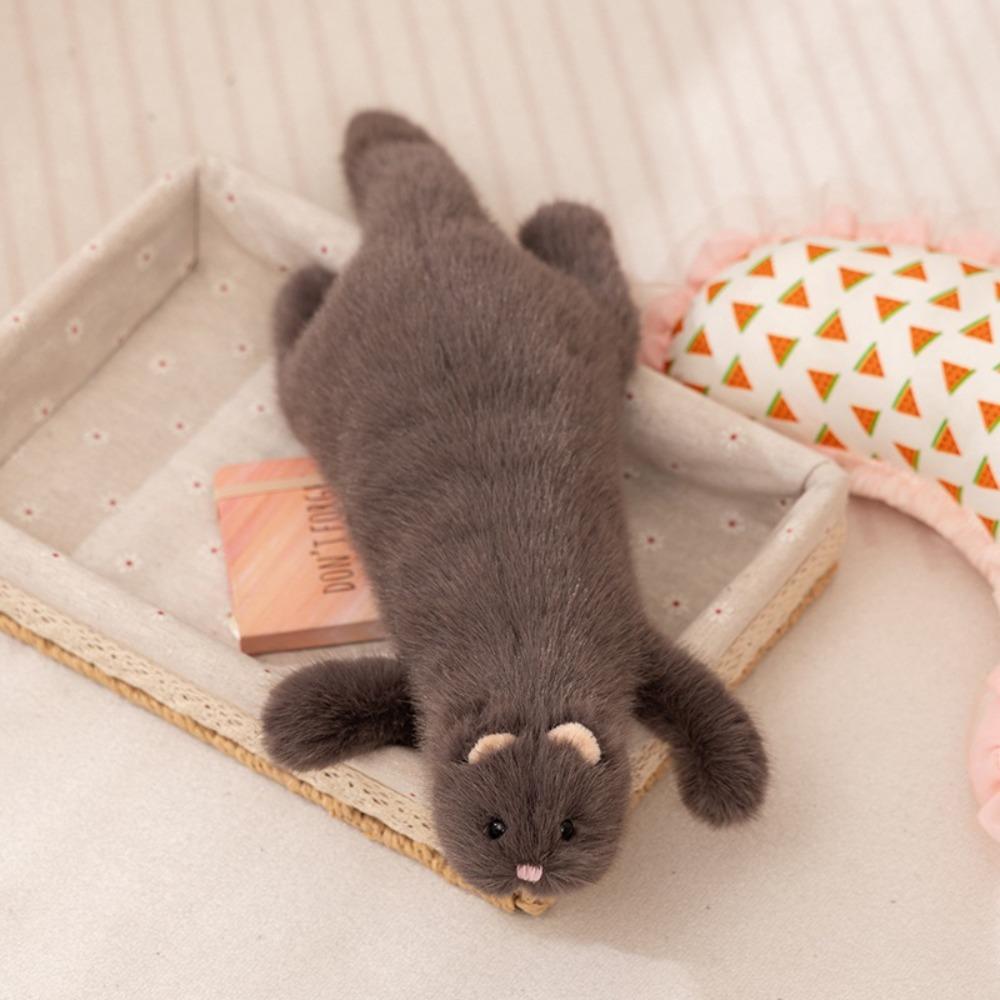 Soft Plush Stuffed Ferret Toy Cute Expression Plush Animal Pillow Ferret Plush Pillow  Long Body