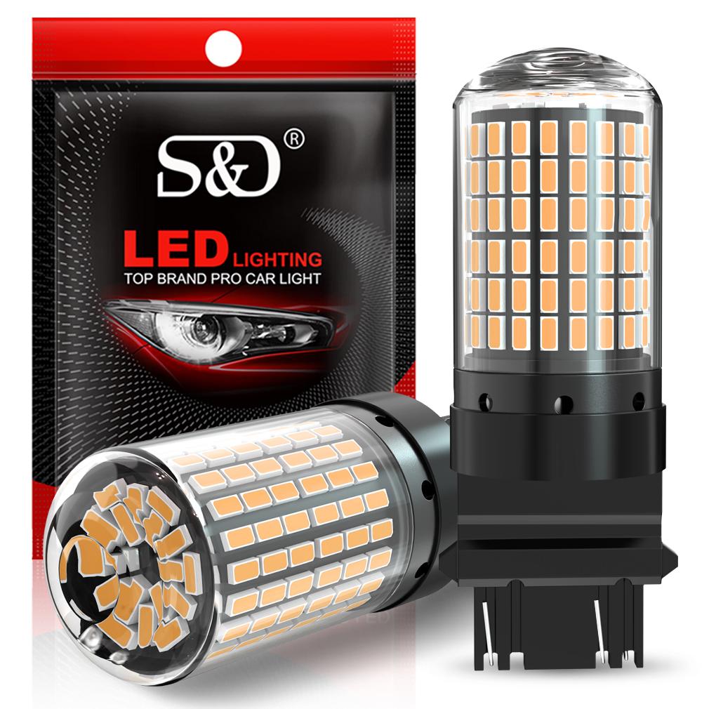 2pcs High Power Car LED Bulbs 1156 BA15S P21W BAU15S PY21W 1157 P21/5W T20 7440 W21W Canbus 144SMD Turn Signal Lamp Brake Reverse Tail Light 12V