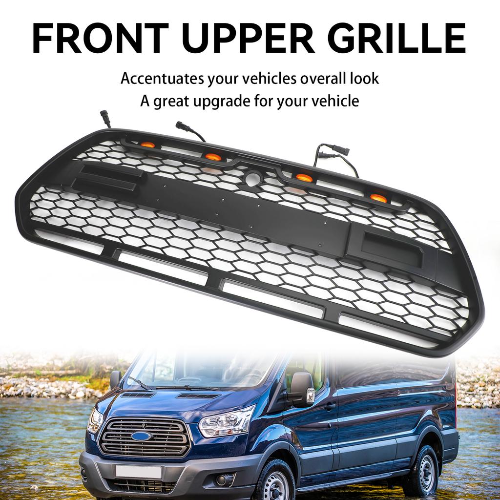 Matt Svart Främre Stötfångargrill med LED passar för Ford Transit MK8 2015-2018 Raptor