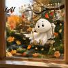 Cute Ghost Pumpkin Decals Autumn Ghost/Gnome Static Glass Sticker PVC Waterproof Maple Leaves Window Removable Party Supplies Decal Cling