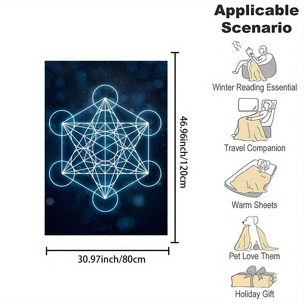 Metatron Cube Geometric Print Flannel Throw Blanket Soft Reversible All Season Office Home Gift