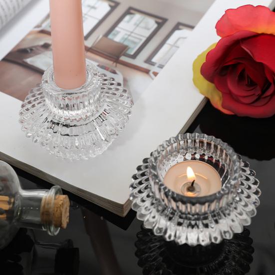 Double-sided Glass Candle Holder Clear Taper Pillar Tealight Candle Candleholder Candlestick Wedding