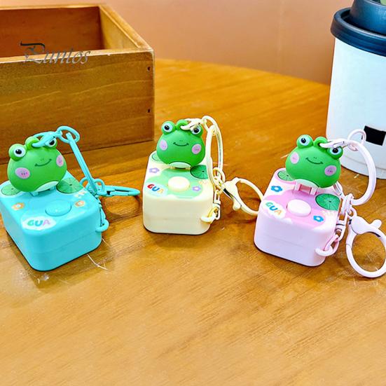 Breloc 3D în formă de broască de desene animate Breloc de culoare vibrantă cu buton de sunet Decorație portabilă pentru pungă cu pandantiv