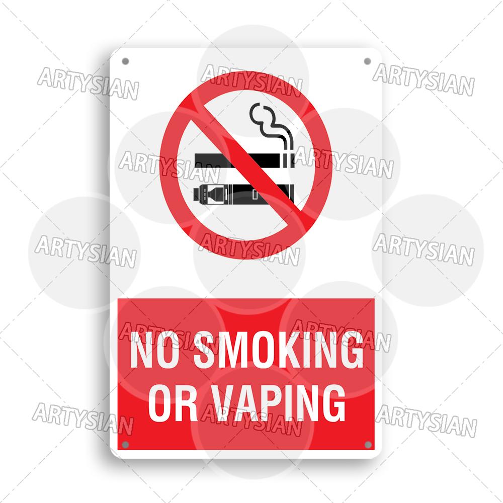 No Smoking Metal Sign No Vaping Smoke-Free Zone Smoking Permitted Plaque Auahi Kore Designated Smoking Area No Open Flames