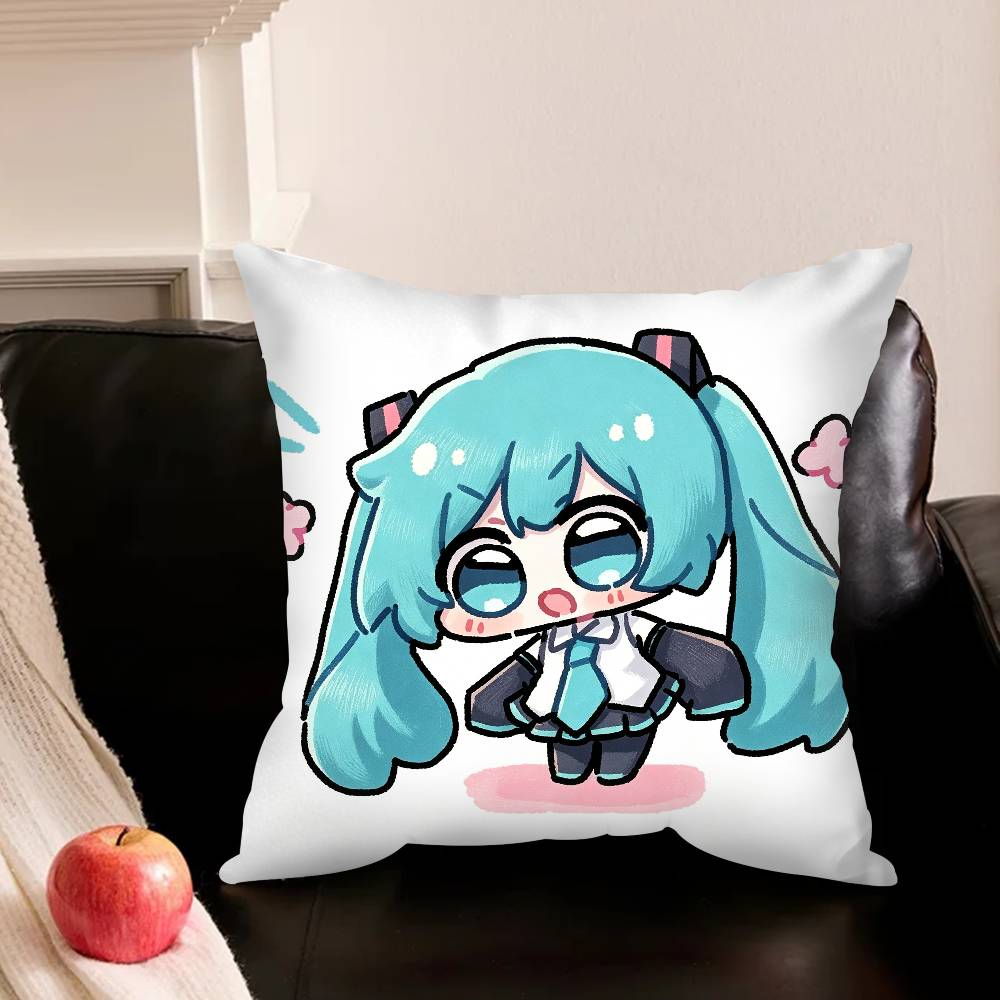 K-Kawaii Singer M-Miku-S Various Sizes Square Pillowcase For Car Home Bedchamber Decor