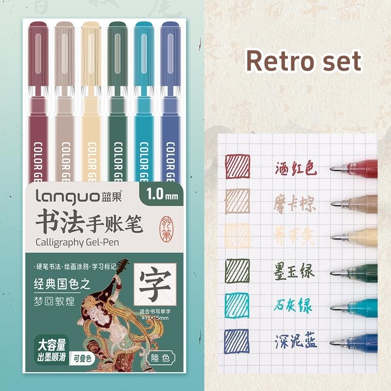 6 stk kalligrafi gel penner sett fet 1,0 mm kulepenn multi farge for skriving Tegning Maling Marker School