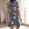 Women's Classic Leopard Print Short Sleeve Round Neck Midi Dress Loose Casual A Line Daily Wear Dress